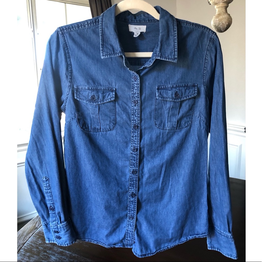Anthropology Per Se long sleeve blue blue button down